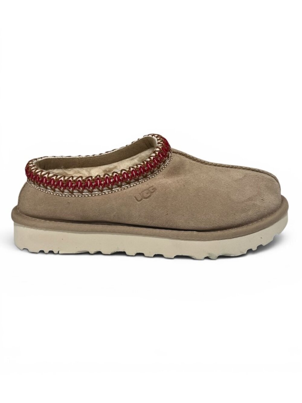 UGG Womens Suede Tasman Slippers Size 5 Beige Wool Lining & Treadlite Sole